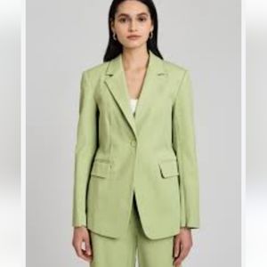 Derek Lam 10 Crosby Matcha green Cotton Twill One Button Jacket Size 14 New